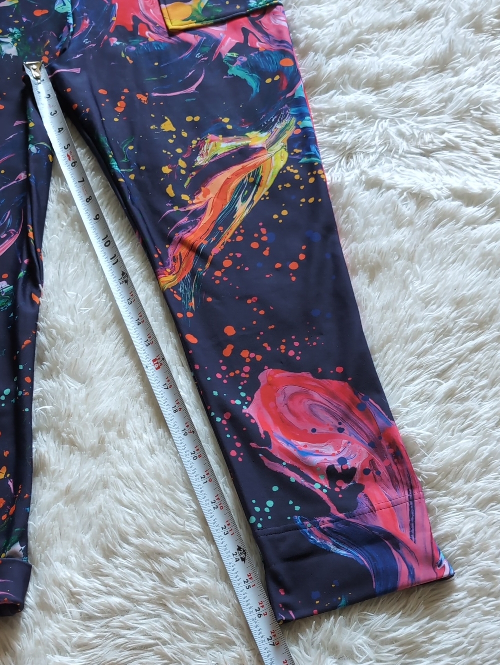 Blackmilk The Artist Paint Splatter Rainbow Navy High Waist Cuffed Pants Medium - Picture 14 of 14